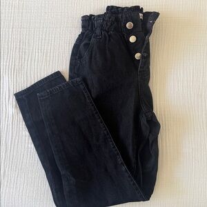 Mango Girls Black paperbag waist jeans with Silver Accents